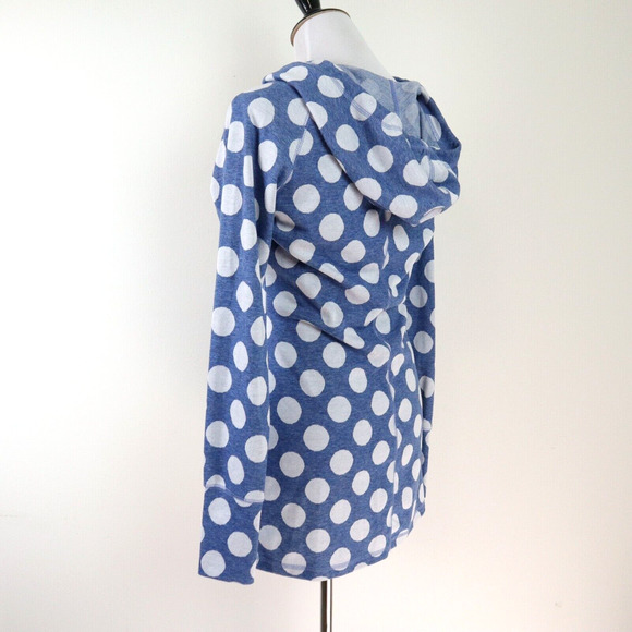 Betabrand Size M Cowl Neck Sweatshirt Tunic Blue White Polka Dot - Picture 4 of 10